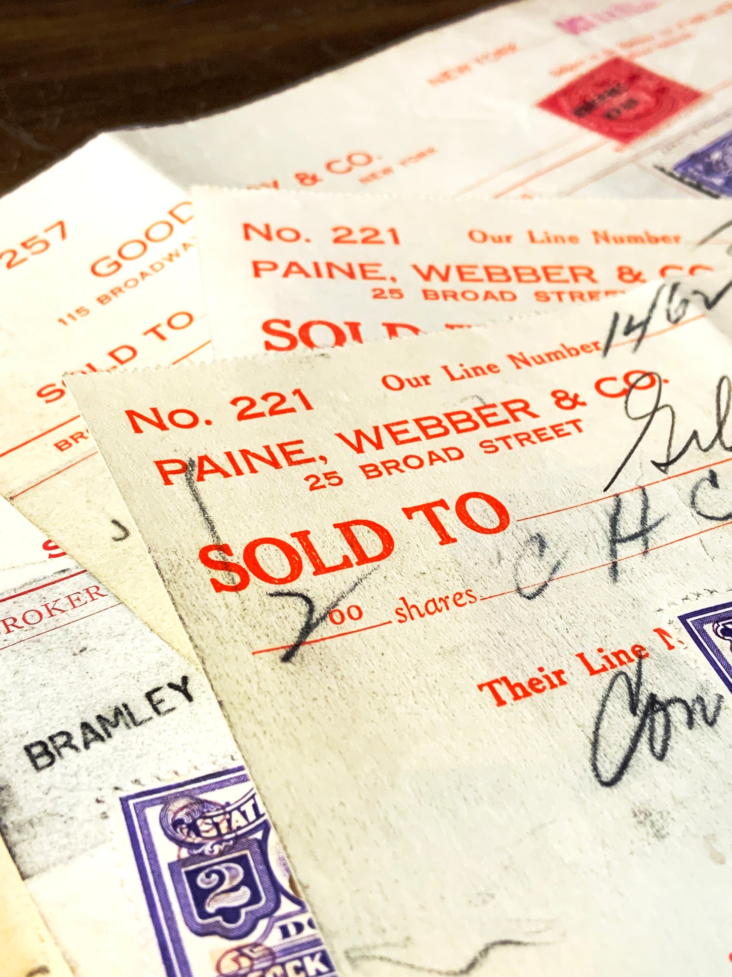 Antique Broker Receipts