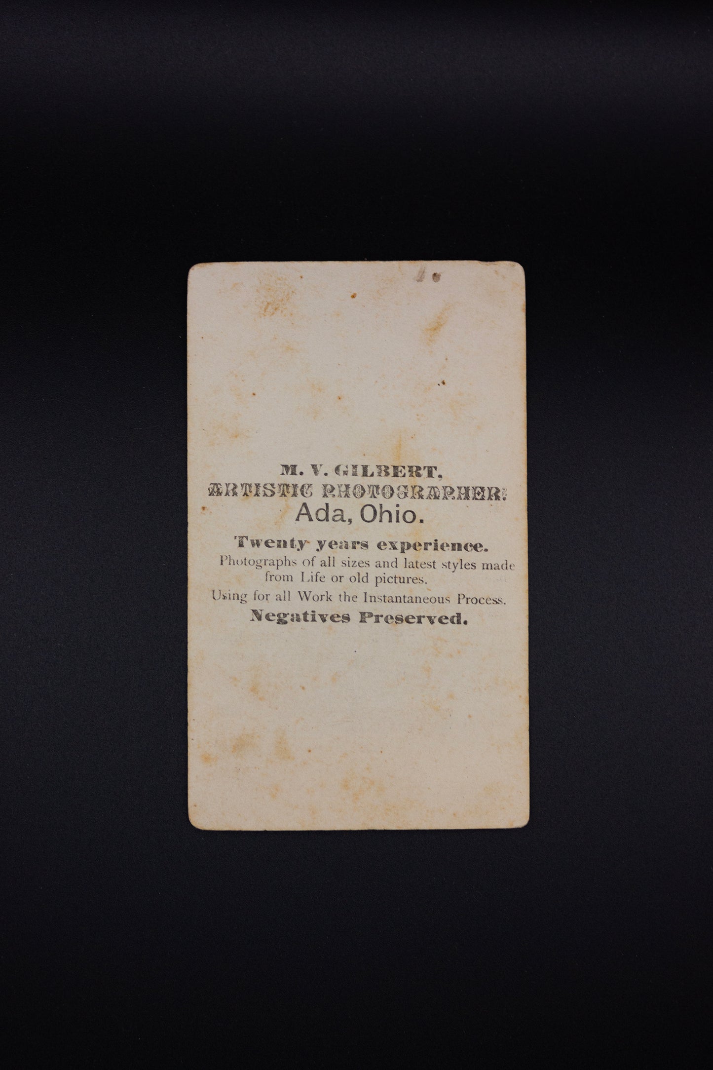 Unknown Male Antique Portrait, M.V. Gilbert Photographer Ohio - Rad Future