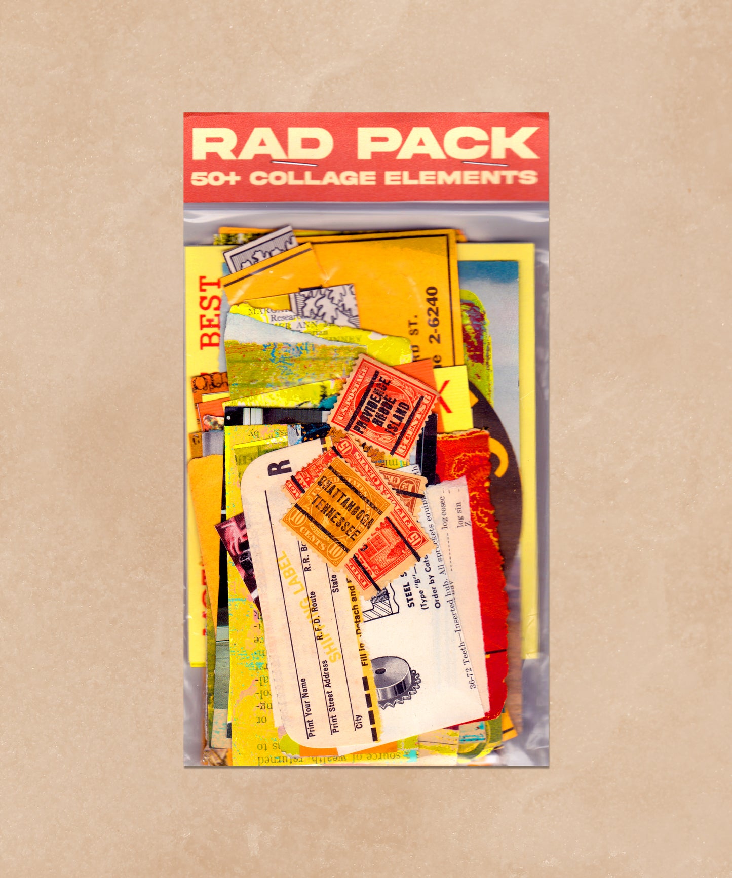 50+ Collage Scrapbook Journal - Vintage Antique - Orange Red Yellow - Rad Future