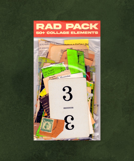 50+ Collage Scrapbook Journal Elements - Antique Paper, Game Card - Rad Future