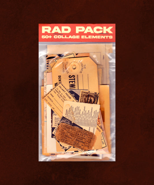 50+ Collage Scrapbook Journal Elements - Vintage Antique Hangtag Ticket - Rad Future