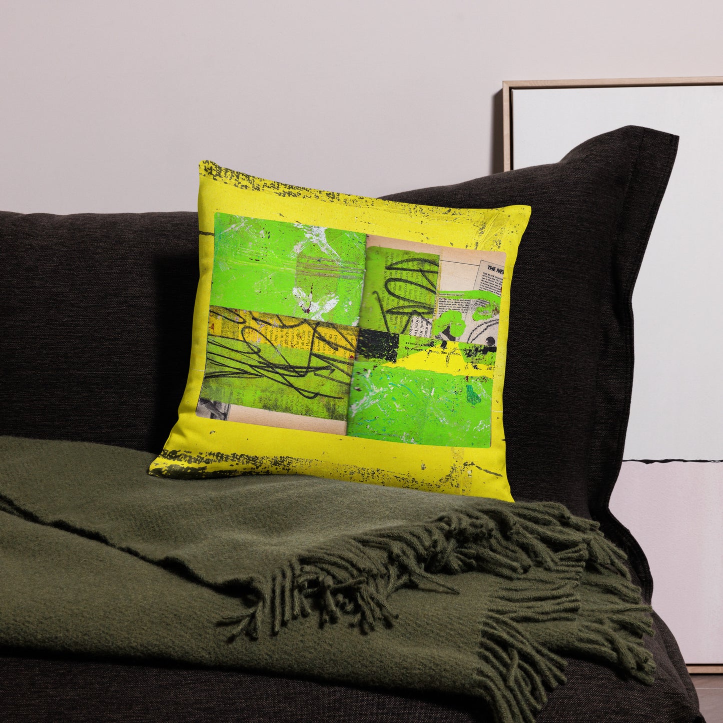 Green Yellow Printed Pillow - Rad Future