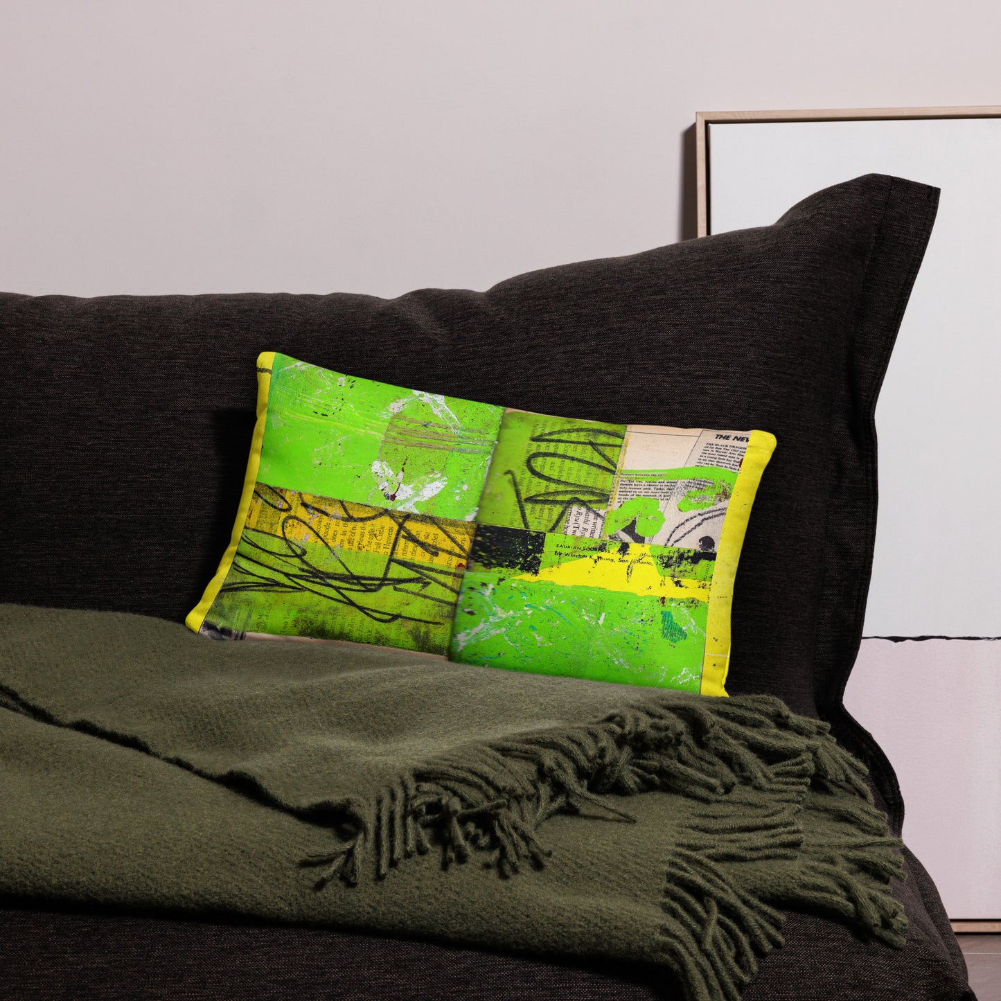 Green Yellow Printed Pillow - Rad Future