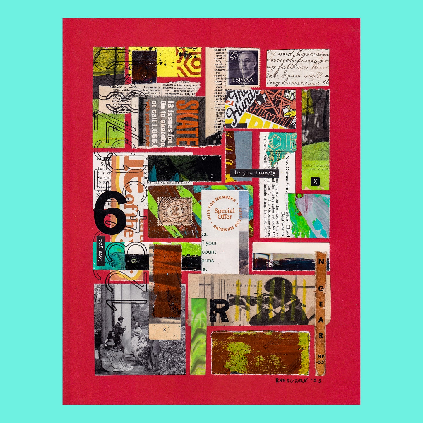 Love You - Original Mixed Media Collage - Rad Future