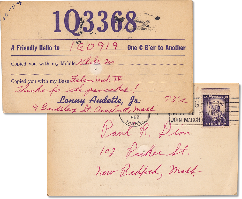 Vintage Amateur Radio Card 1Q3368, Acushnet, Massachusetts 1962 - Rad Future