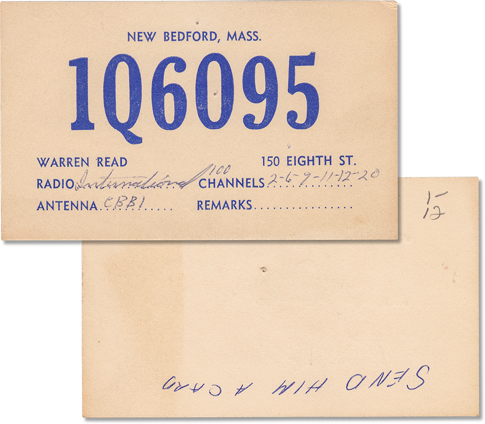 Vintage Amateur Radio Card QSL 1Q6095, New Bedford, Massachusetts 1960's - Rad Future