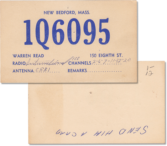 Vintage Amateur Radio Card QSL 1Q6095, New Bedford, Massachusetts 1960's - Rad Future