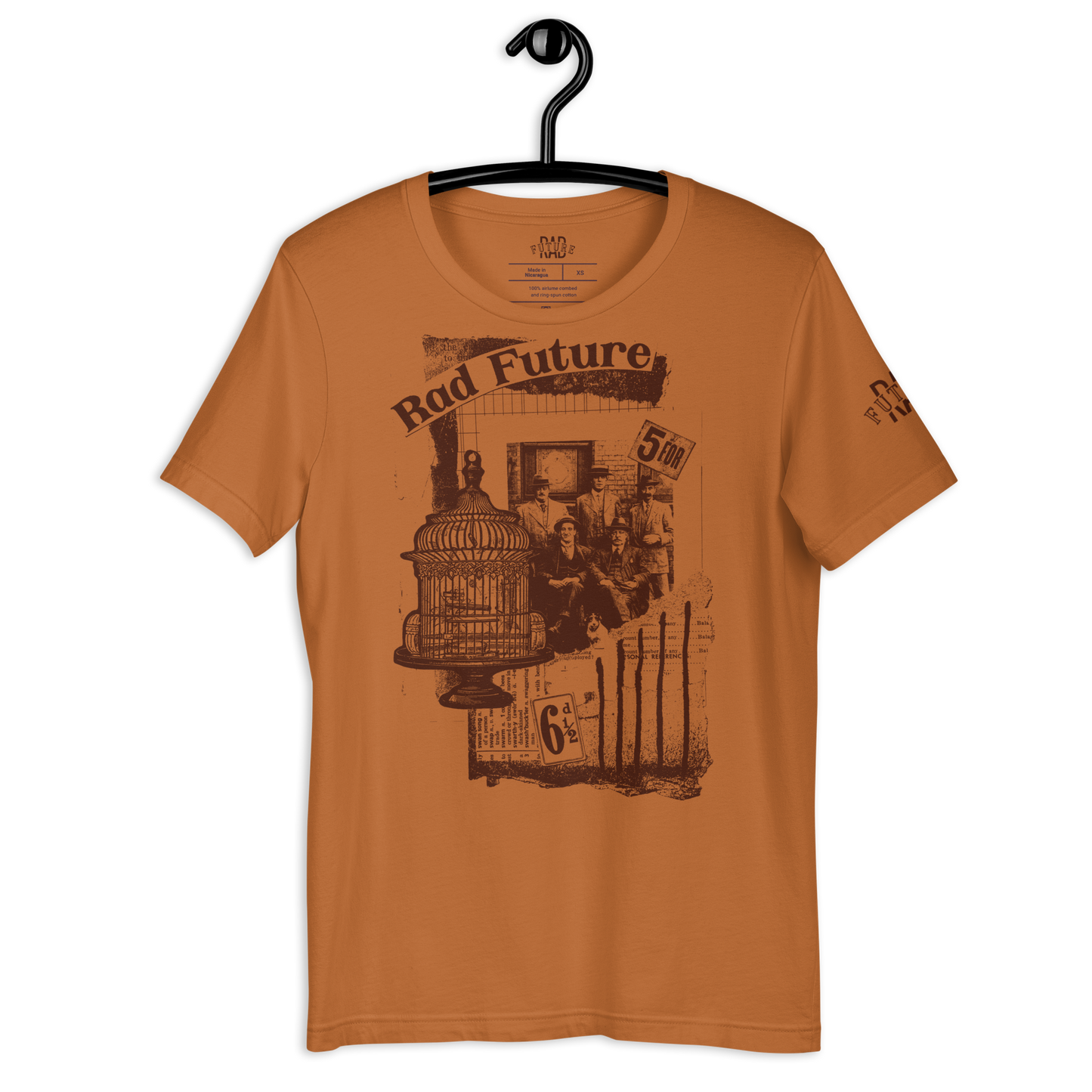 Orange/Brown Vintage Distressed Unisex t-shirt Design - Rad Future