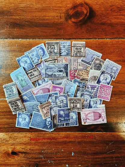 Purple 50pcs Set Postage Stamp