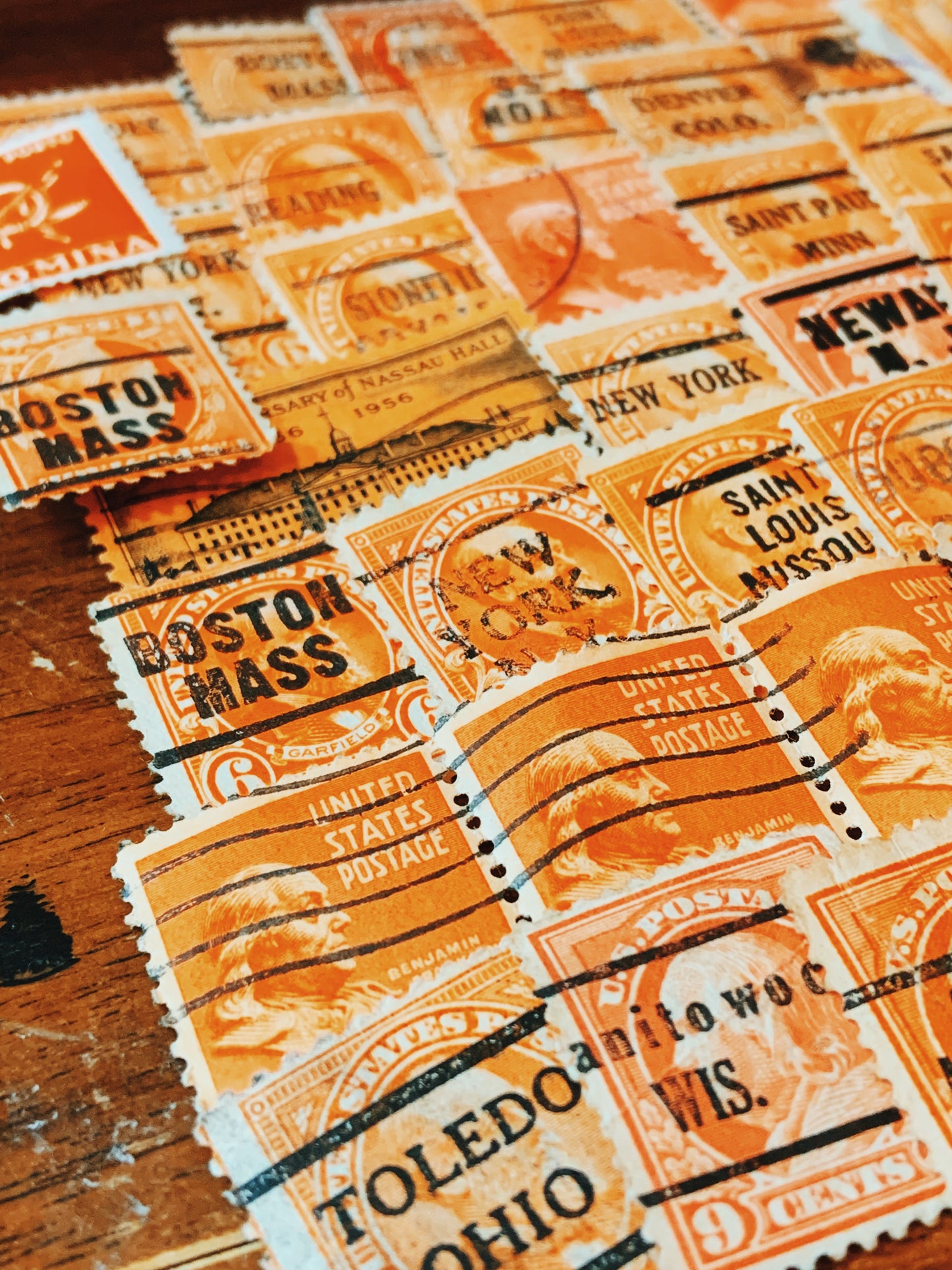 Orange 50pcs Set Postage Stamps