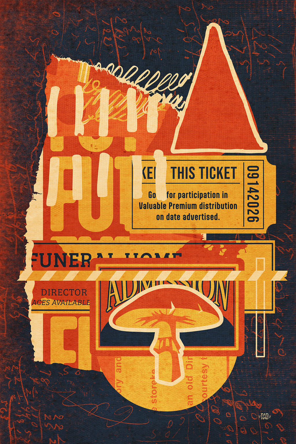 Admission 24"x36" Matte Poster - Mixed Media Abstract Vintage Style Collage