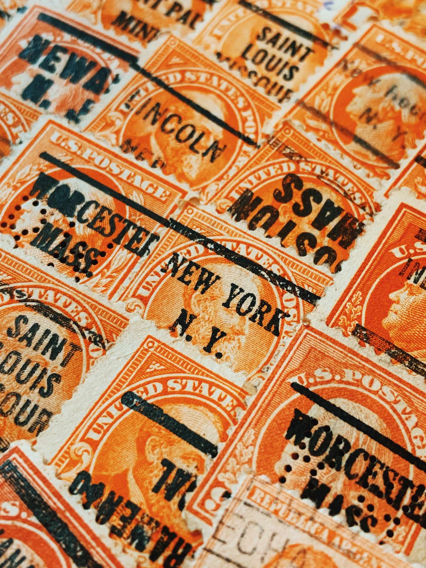 Orange 50pcs Set Postage Stamps