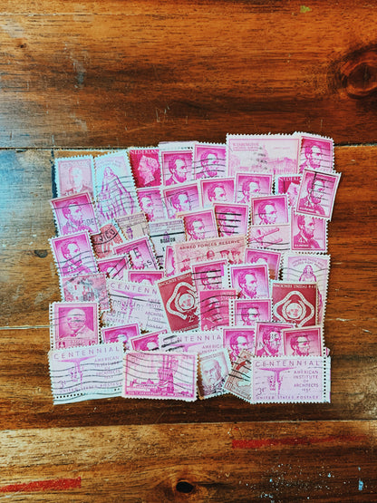 Magenta 50pcs Set Postage Stamps