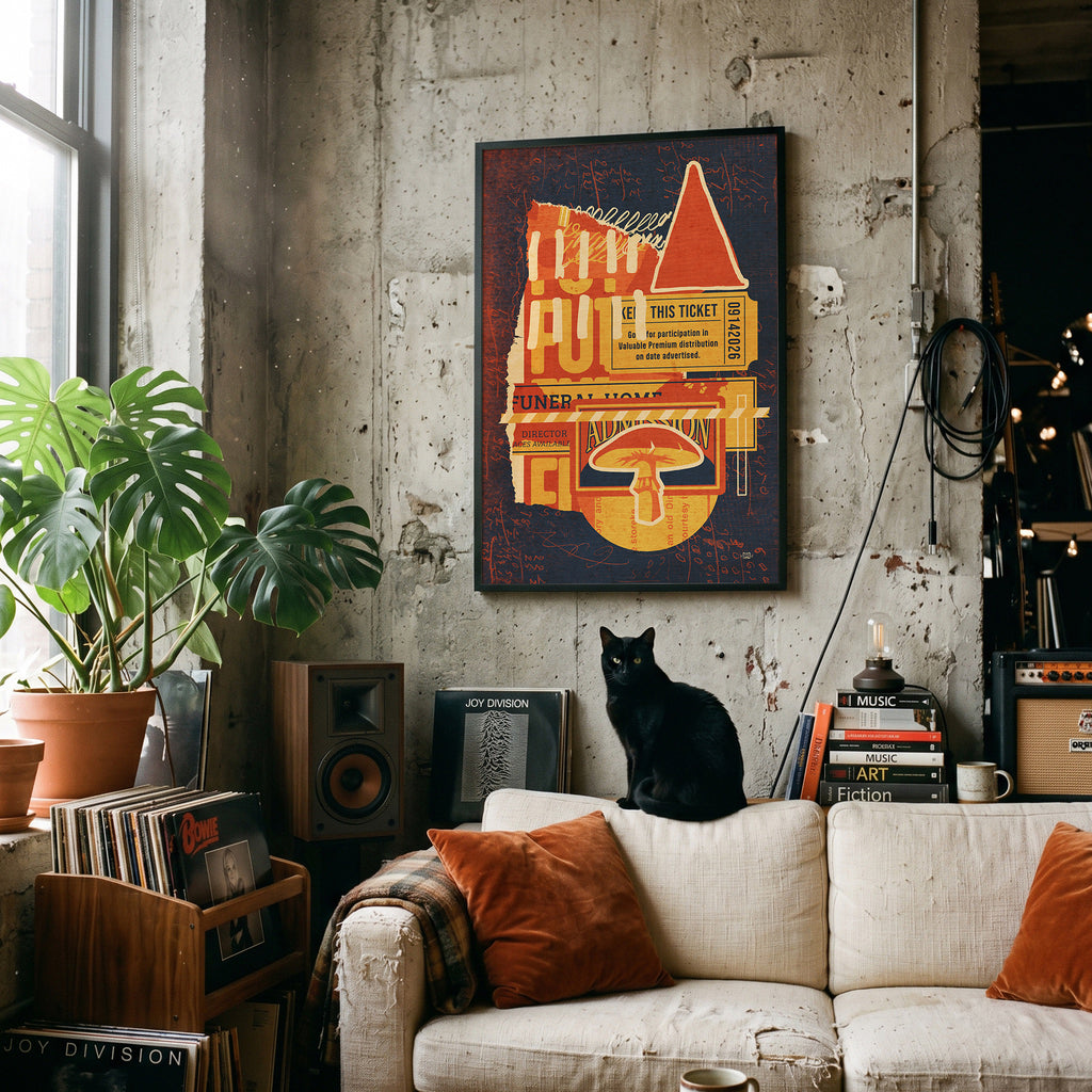 Admission 24"x36" Matte Poster - Mixed Media Abstract Vintage Style Collage