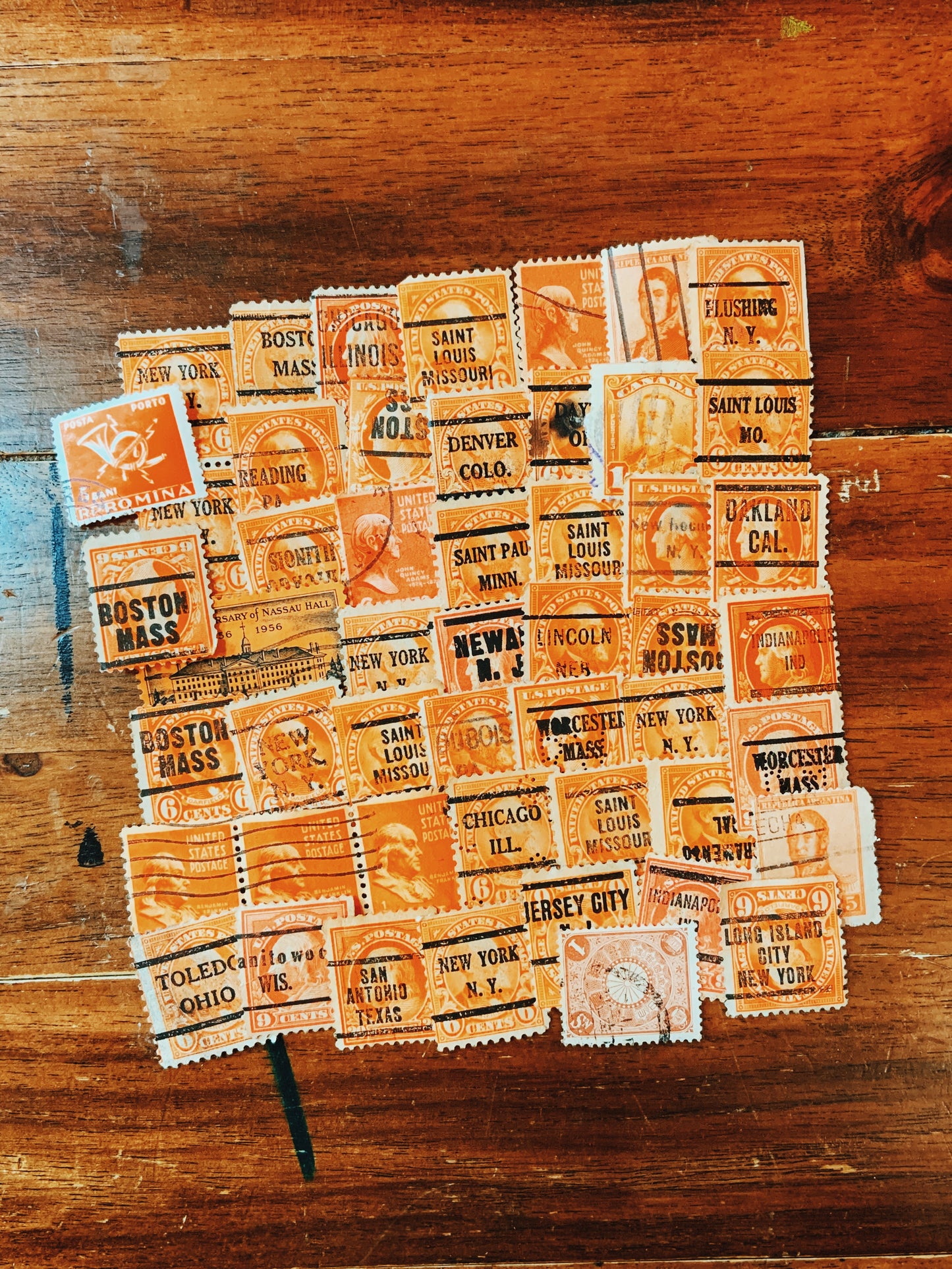 Orange 50pcs Set Postage Stamps