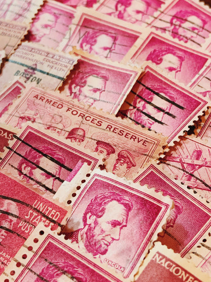 Magenta 50pcs Set Postage Stamps