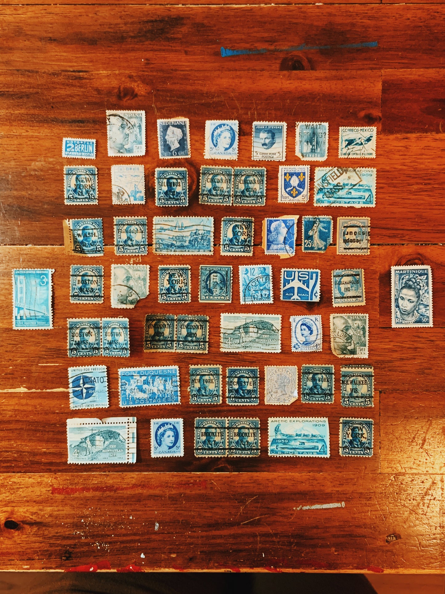 Blue 50pcs Set Postage Stamps