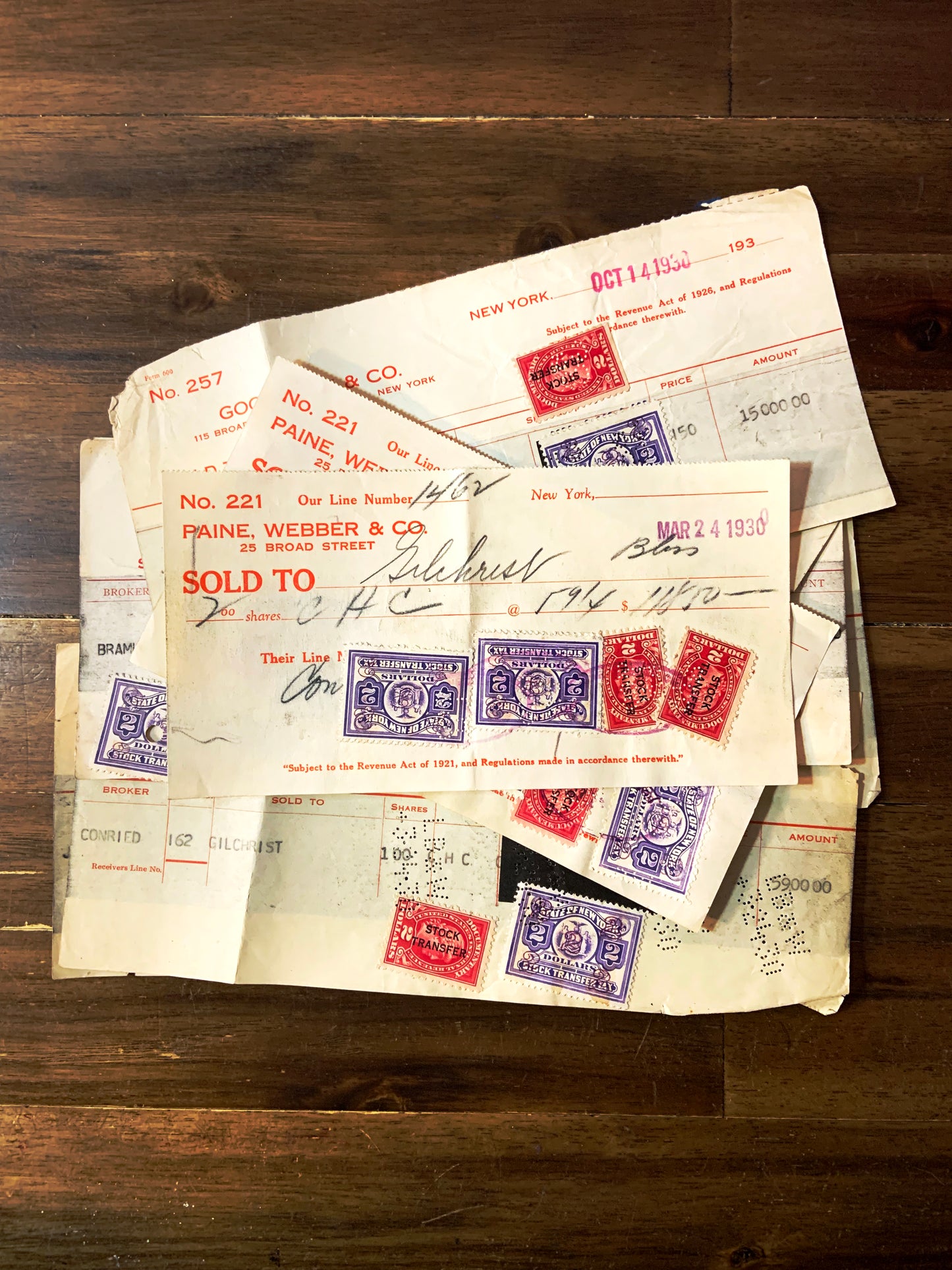 Antique Broker Receipts