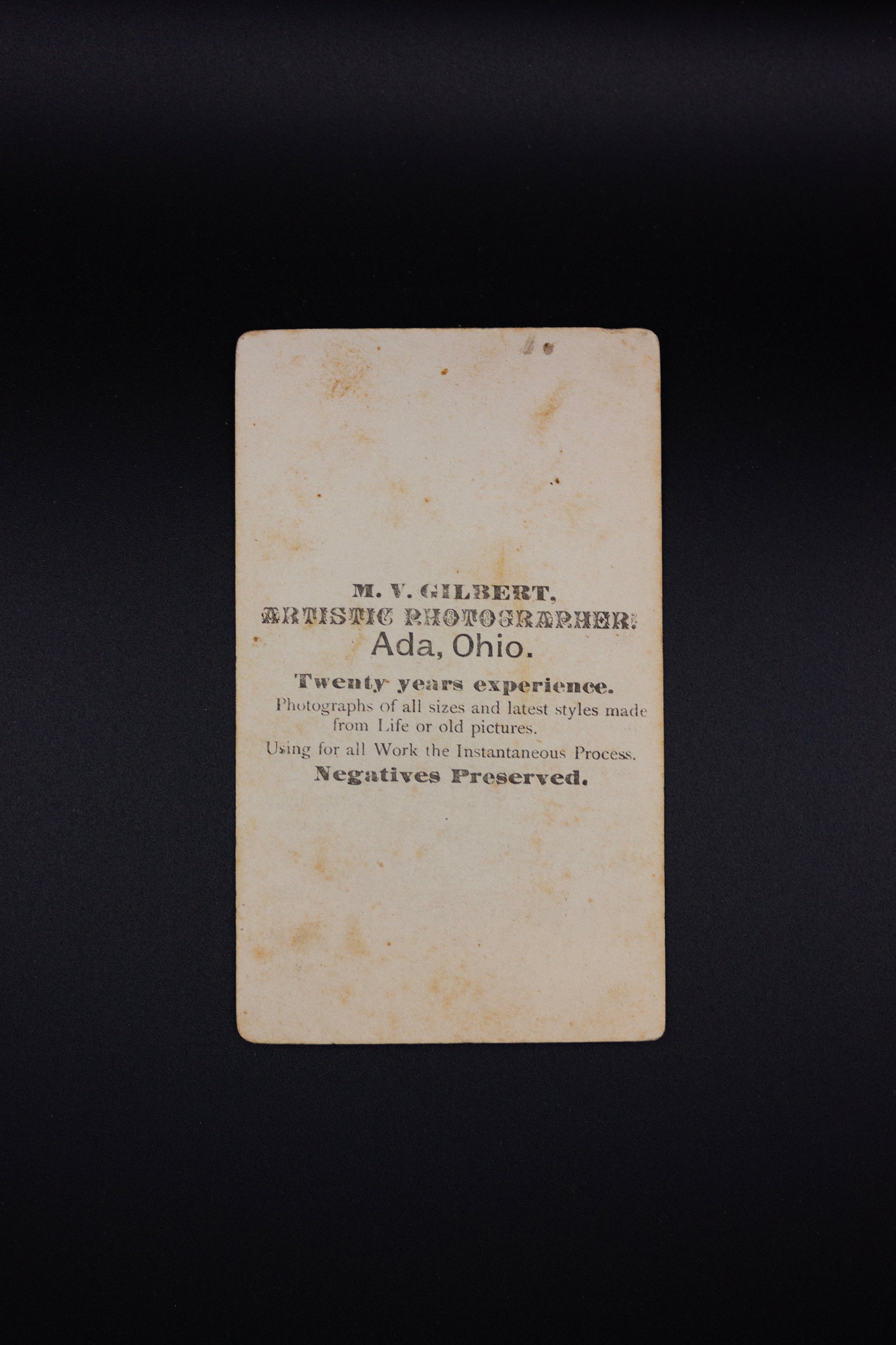 Unknown Male Antique Portrait, M.V. Gilbert Photographer Ohio - Rad Future