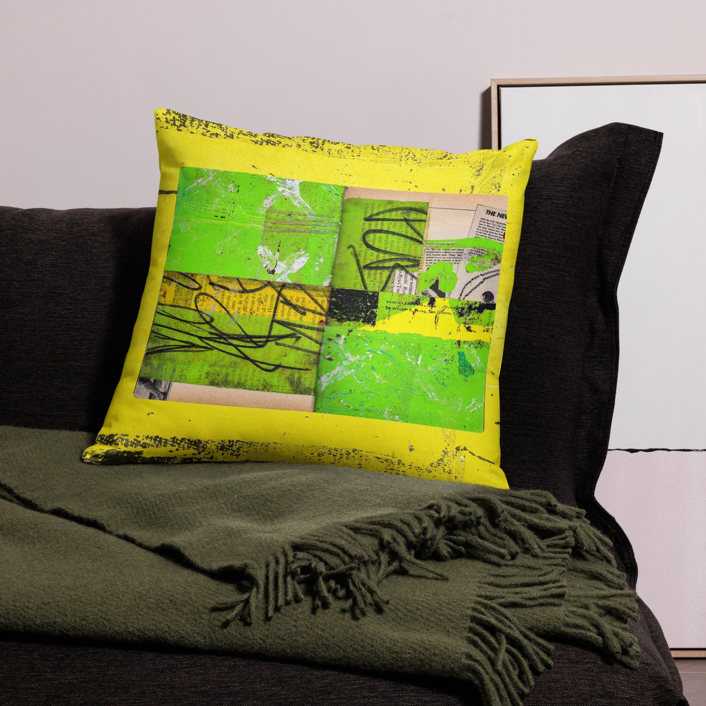 Green Yellow Printed Pillow - Rad Future