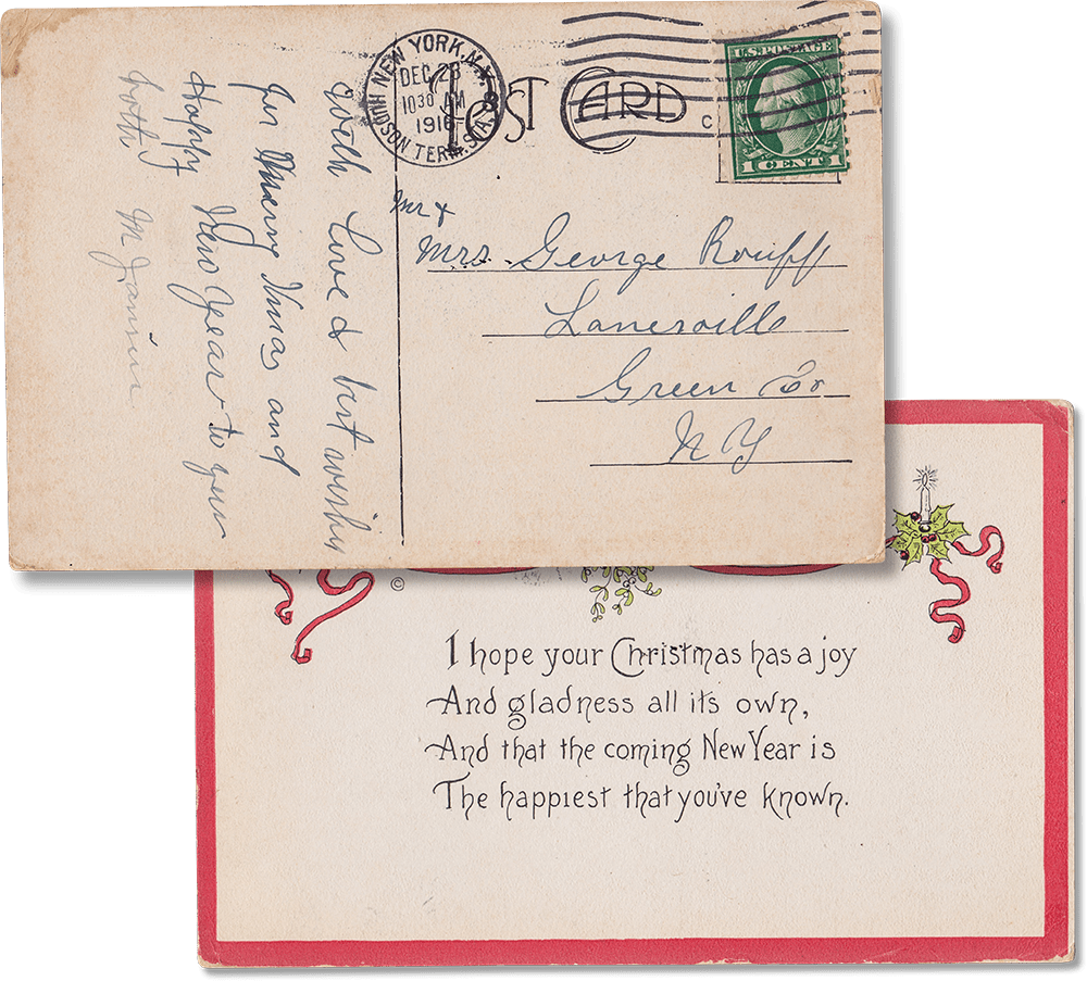 Antique Used Post Card 1916, New York, Christmas - Rad Future