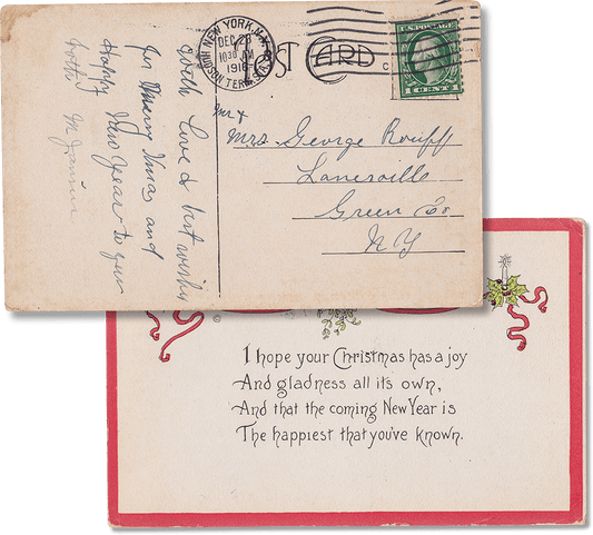 Antique Used Post Card 1916, New York, Christmas - Rad Future