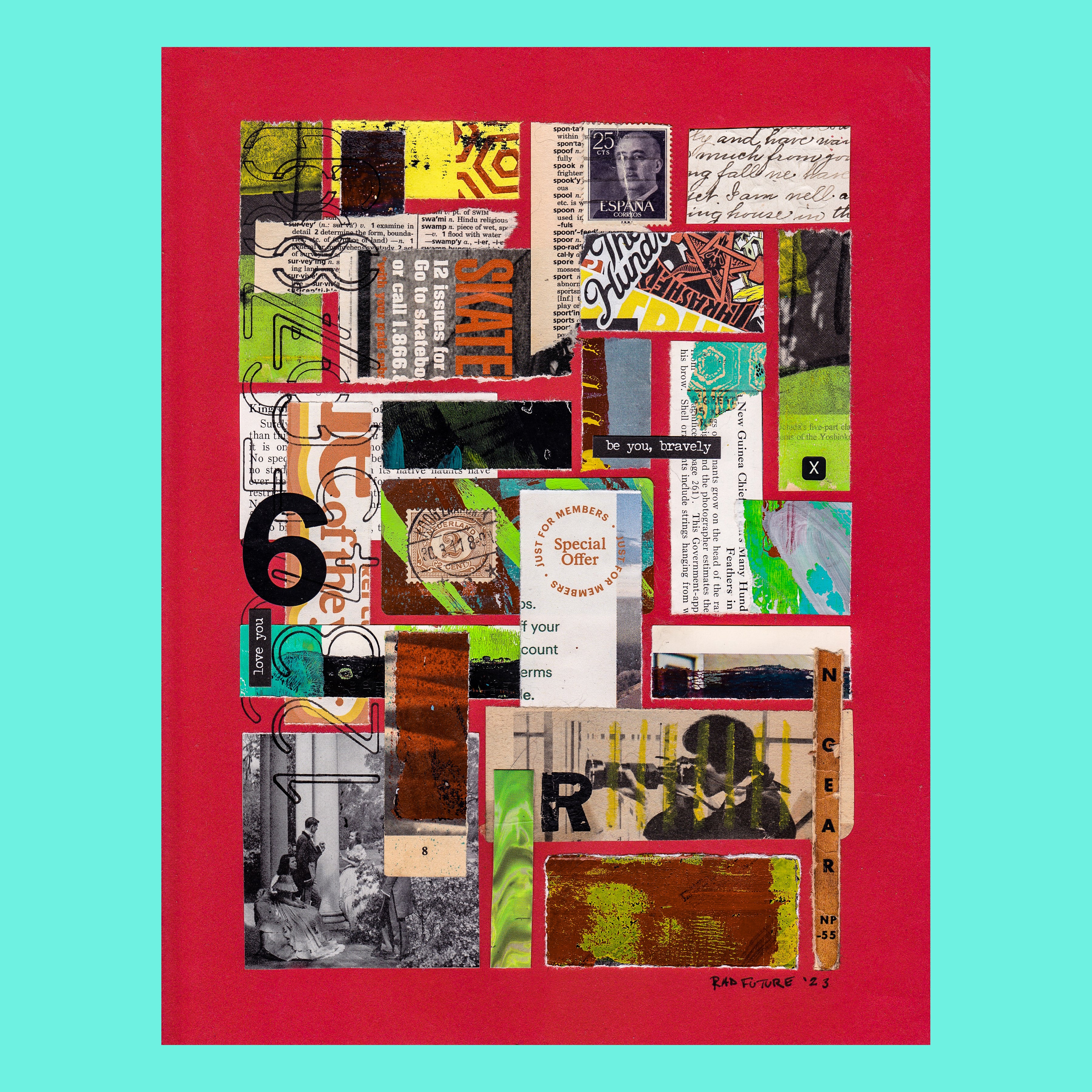 Love You - Original Mixed Media Collage - Rad Future