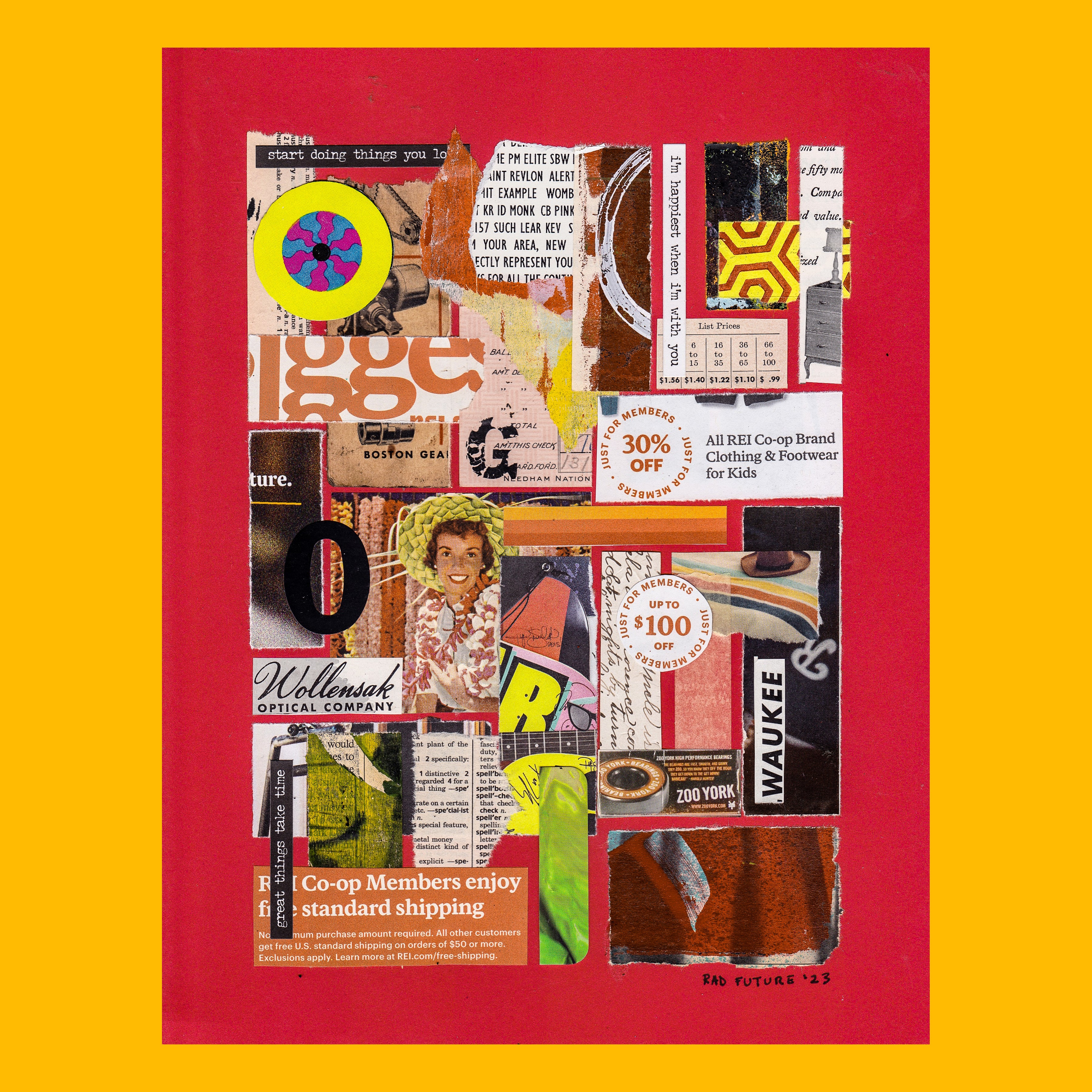 Waukee - Original Mixed Media Collage - Rad Future