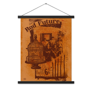 Orange/Brown Vintage Distressed Poster Design with hangers - Rad Future