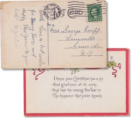 Antique Used Post Card 1916, New York, Christmas - Rad Future
