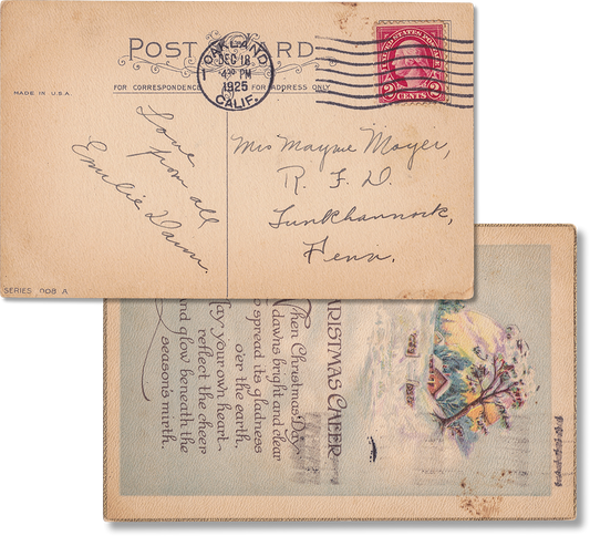 Antique Used Post Card, 1925, Christmas Cheer, California - Rad Future