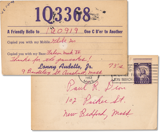 Vintage Amateur Radio Card 1Q3368, Acushnet, Massachusetts 1962 - Rad Future
