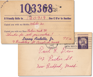 Vintage Amateur Radio Card 1Q3368, Acushnet, Massachusetts 1962 - Rad Future