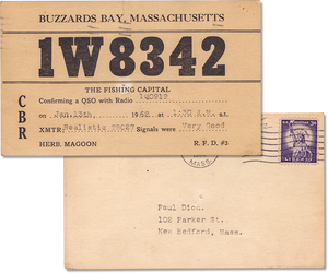 Vintage Amateur Radio Card QSL CBR 1W8342, Buzzards, Massachusetts 1962 - Rad Future
