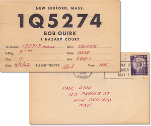 Vintage Amateur Radio Card QSL 1Q5274, New Bedford, Massachusetts 1962 - Rad Future