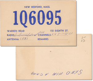 Vintage Amateur Radio Card QSL 1Q6095, New Bedford, Massachusetts 1960's - Rad Future