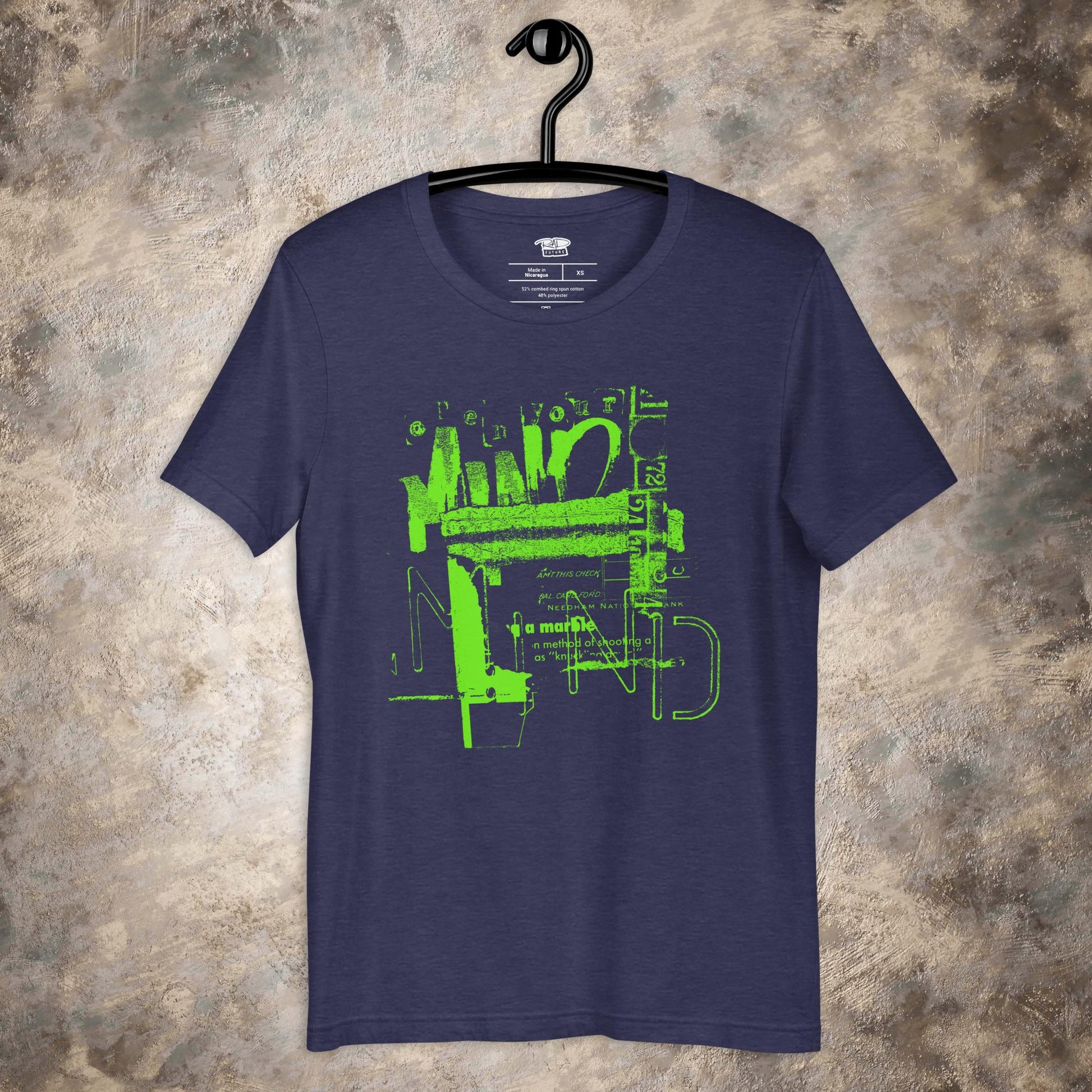 Mind - Lime Green on Navy Unisex t-shirt - Rad Future