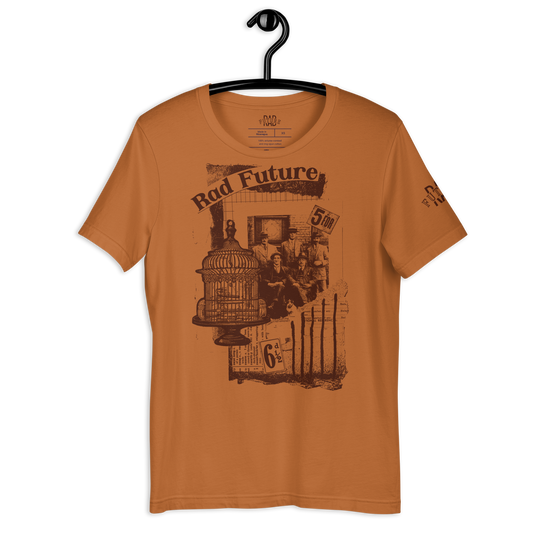 Orange/Brown Vintage Distressed Unisex t-shirt Design - Rad Future